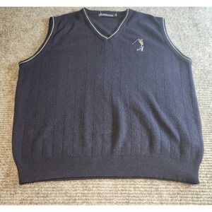 Pinnacle Mens Navy Blue V-Neck Golf Sweater Vest Embroidered Logo Large USA